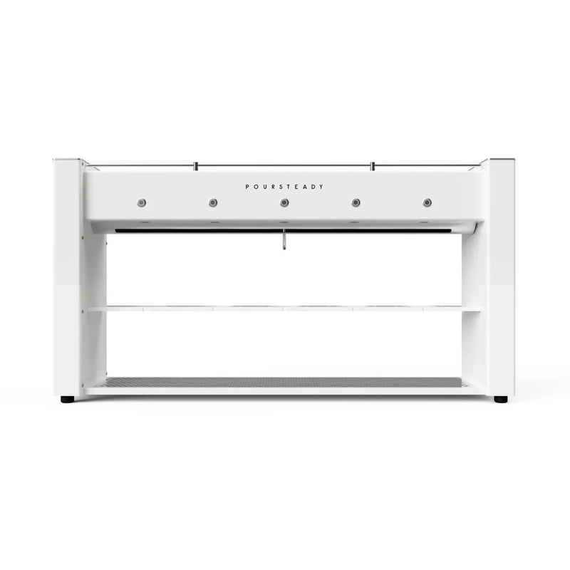 Load image into Gallery viewer, "Front view of the Poursteady PS1 5-cup automated coffee brewer in white, featuring a sleek industrial design for specialty cafes.

