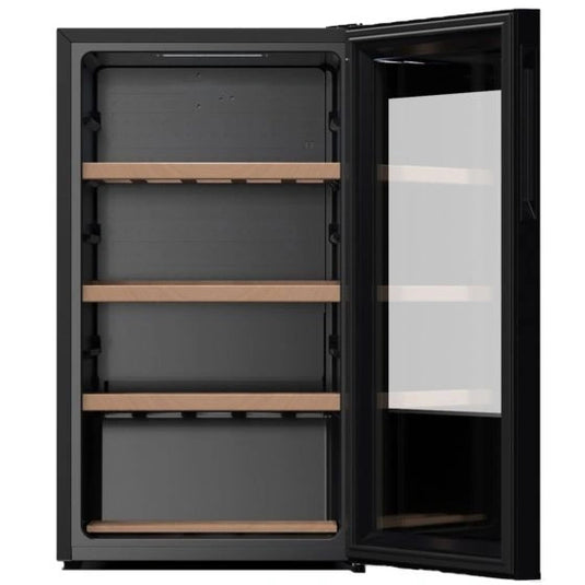 Hisense Beverage Cooler RW122N4ASU 34-Bottles, Wooden Shelves, Black Finish