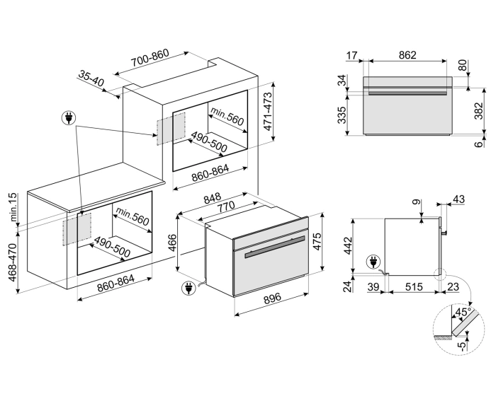 Load image into Gallery viewer, Smeg Built In Dolce Stil Novo Electric Oven, 90 cm, SFPR9604TNR
