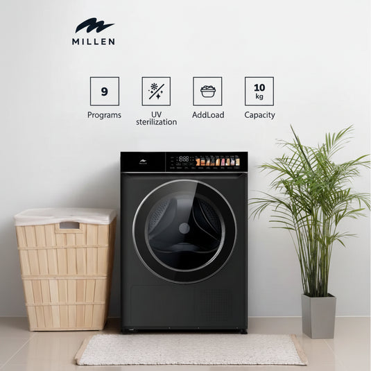 Millen Front Load Heat Pump Dryer, 10kg Capacity - Smart, Efficient and Gentle Drying, MDM10BLD, 3 Year Warranty
