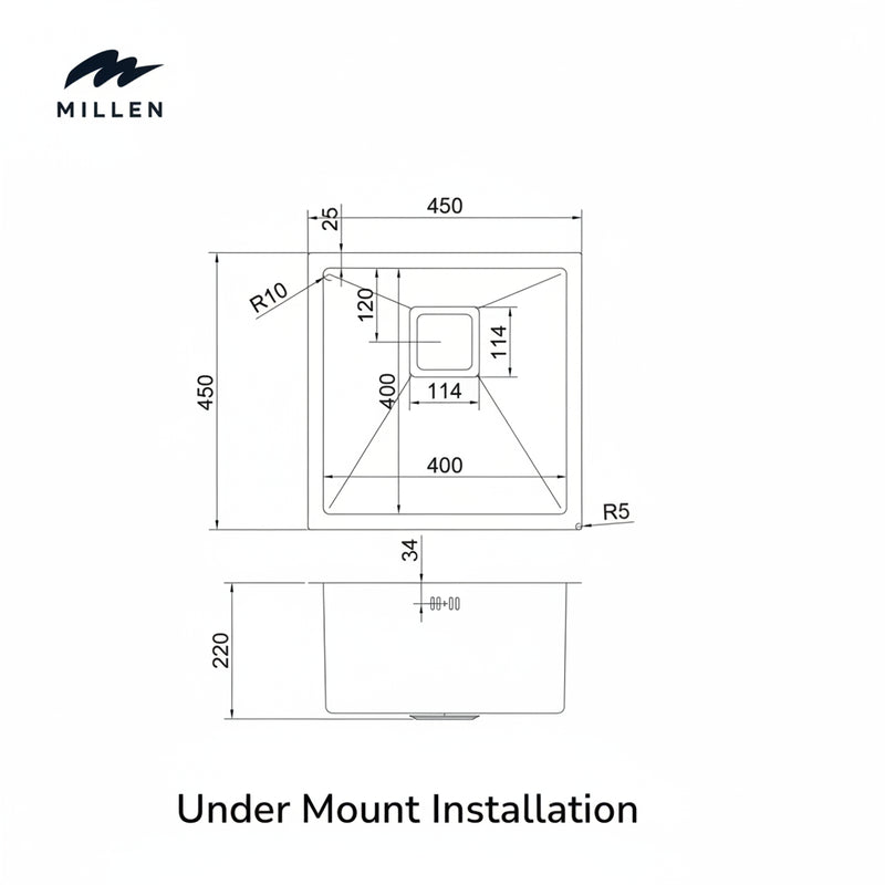Load image into Gallery viewer, Millen Undermount Sink, Single Bowl, Gunmetal Satin Finish, Soundproof, Color Gunmetal Model – MS454522GM – 1 Year Warranty
