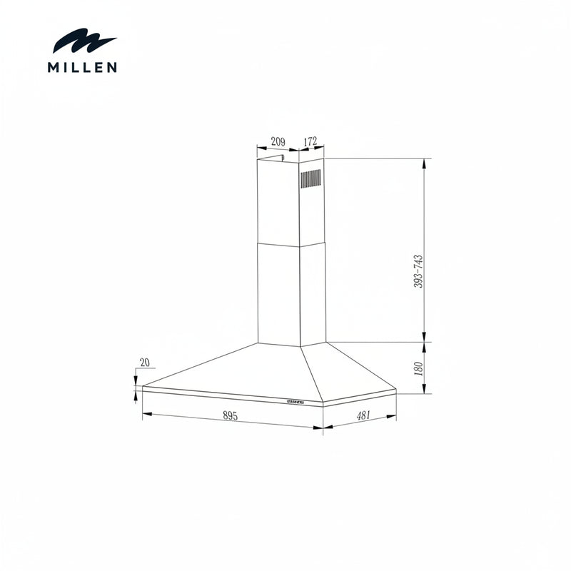 Load image into Gallery viewer, Millen MKH 904 BL 90cm Black Chimney Range Hood, 3 Years Warranty
