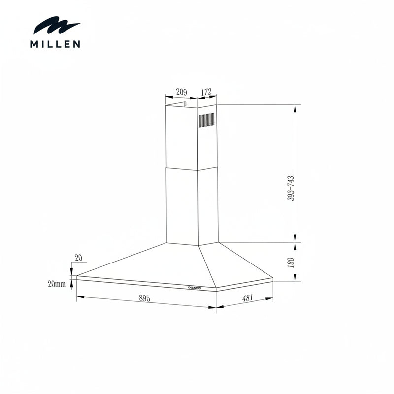 Load image into Gallery viewer, Millen MKH 904 IX 90cm Stainless Steel Dome Hood for Modern Kitchens
