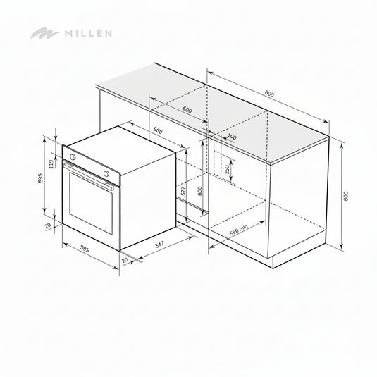 Millen 60cm Built-in Electric Oven MEO 6003 IX Stainless Steel 3260W, 3 Year Warranty