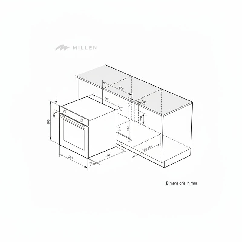 Load image into Gallery viewer, Millen 60cm Built-in Electric Oven MEO 6002 WH 8 Cooking Modes 2500W, 3 Year Warranty
