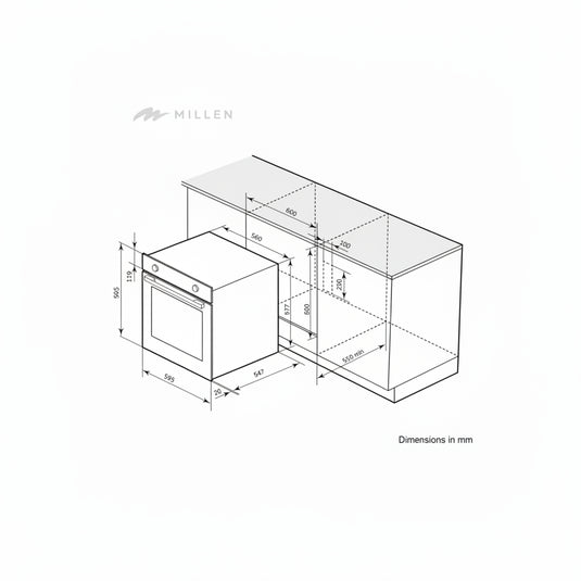 Millen 60cm Built-in Electric Oven MEO 6002 WH 8 Cooking Modes 2500W, 3 Year Warranty