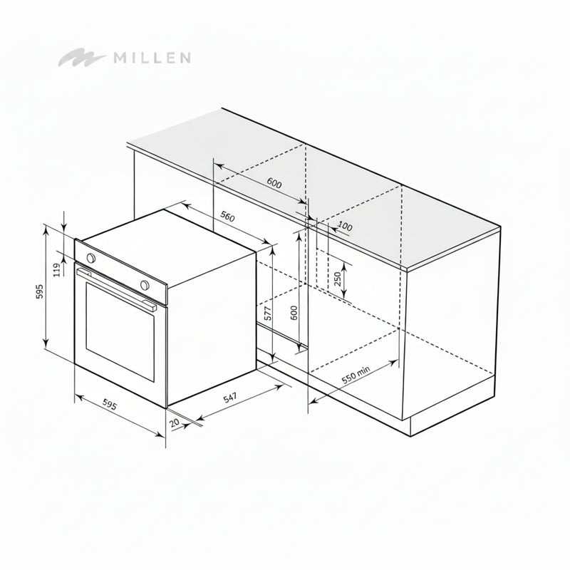 Load image into Gallery viewer, Millen 60cm Built-in Electric Oven MEO 6003 WH 9 Cooking Modes 3260W, 3 Year Warranty
