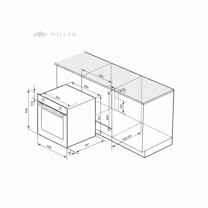Load image into Gallery viewer, Millen 60cm Built-in Electric Oven MEO 6003 BL 9 Cooking Modes 3260W, 3 Year Warranty
