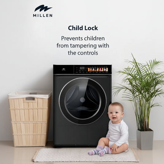 Millen Front Load Heat Pump Dryer, 10kg Capacity - Smart, Efficient and Gentle Drying, MDM10BLD, 3 Year Warranty