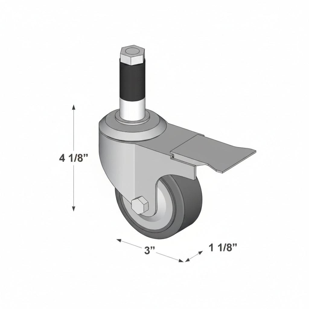 Swivel Stem Mount Caster with brake W-3ESB 3