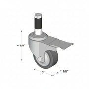 Swivel Stem Mount Caster with brake W-3ESB 3