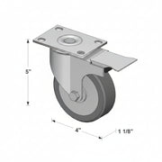 Swivel Plate Mount Caster with brake W-4PSB 4