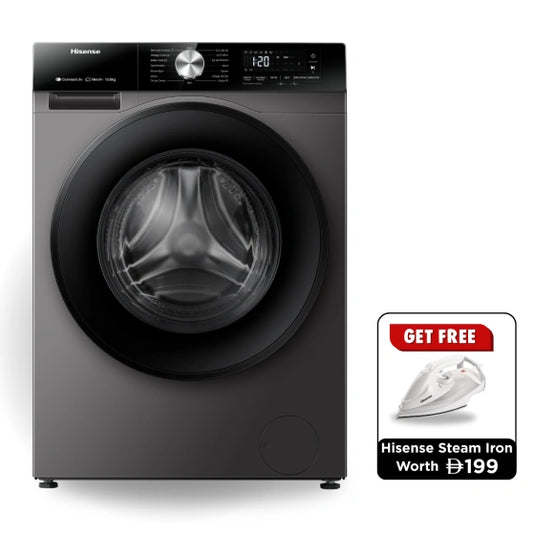 Hisense Smart Front Load Washing Machine WF3S1043BT 10kg, 1400 RPM, WiFi Smart Connectivity, Titanium Grey