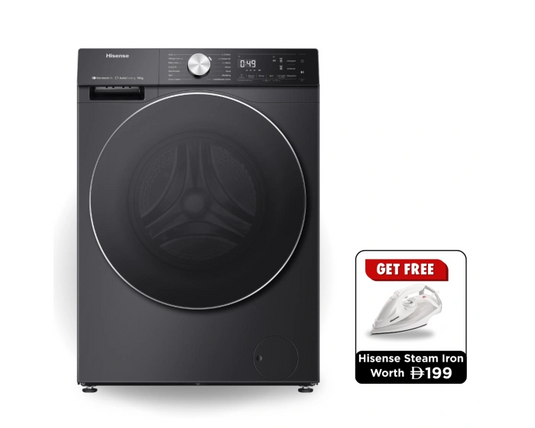 Hisense 5S Series Washing Machine WF5S1245BB 12kg, Smart WiFi, Steam Wash, Inverter Motor, Charcoal Black