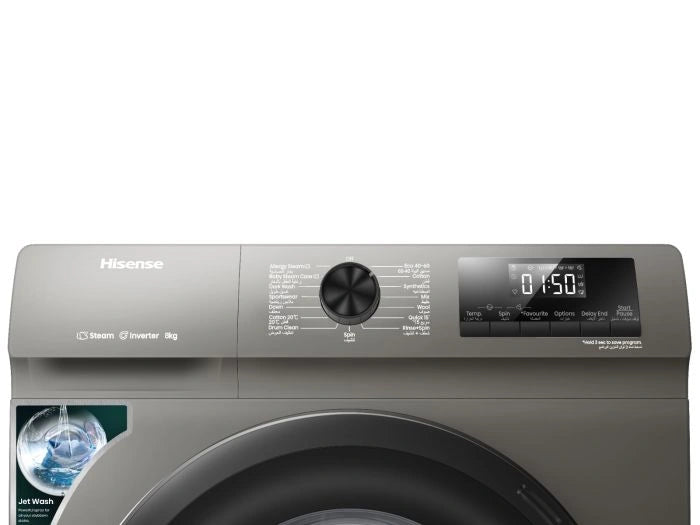 Load image into Gallery viewer, Hisense Front Load Washing Machine WFQP8012JTS 8kg, Allergy Steam Care, Titanium Grey
